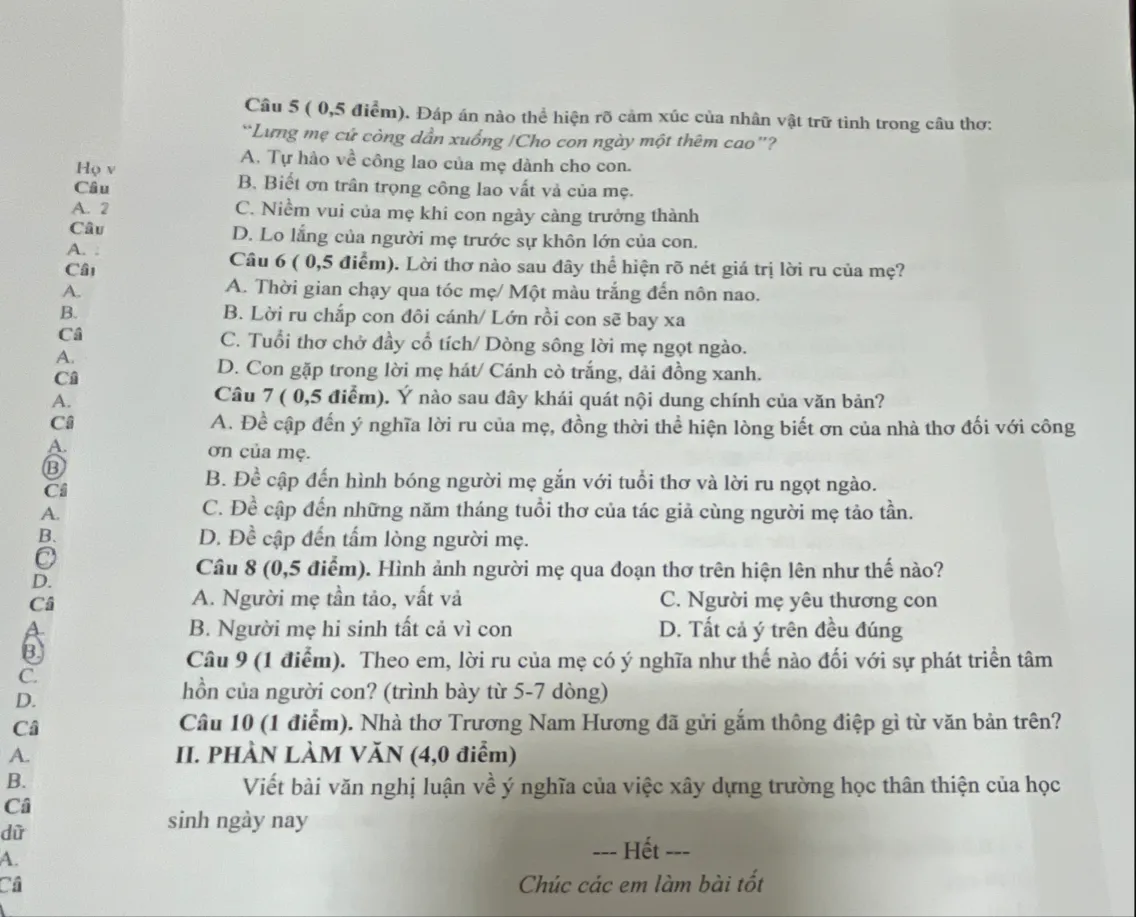 Nhà thơ Trương Nam Hương đã gửi gắm thông điệp gì từ văn bản trong Lời mẹ hát?