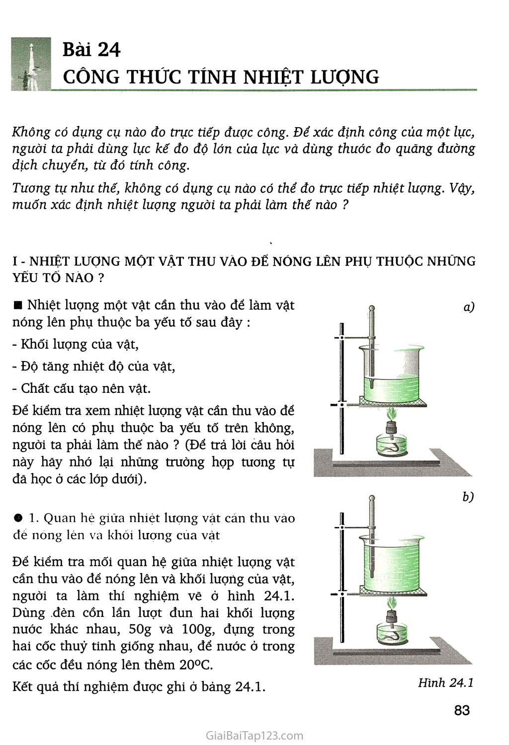 Nhiệt lượng một vật thu vào để nóng lên phụ thuộc vào những yếu tố nào?