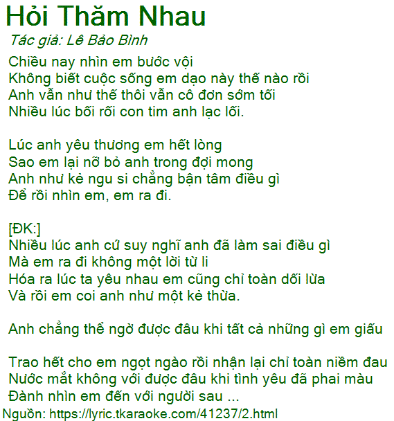 Nhiều lúc em cứ suy nghĩ em đã làm sai điều gì