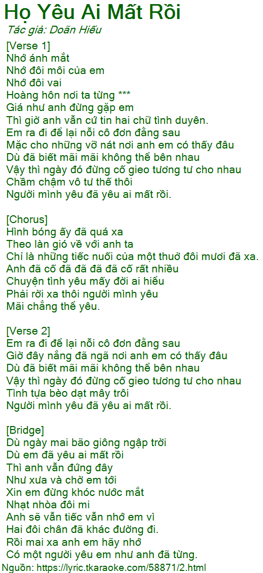 Nhớ ánh mắt nhớ đôi môi của em