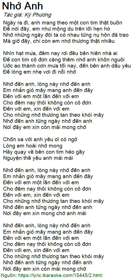 Nhớ đến anh lòng này nhớ đến anh em nhắn gió mây mang anh đến đây Gallery 2
