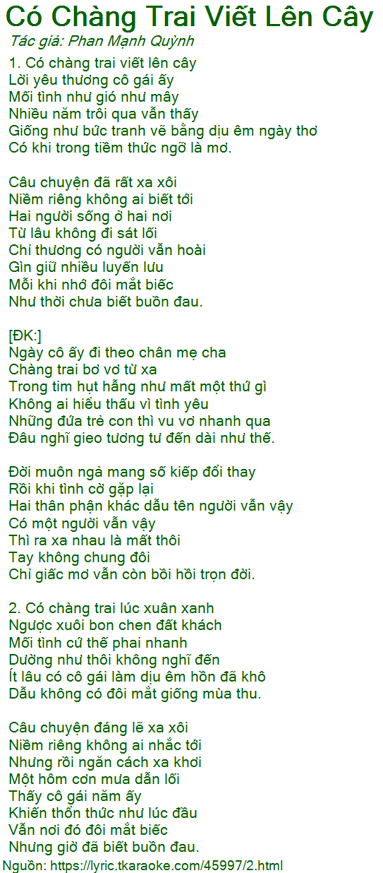 Lời Bài Hát Có Chàng Trai Viết Lên Cây Gallery 1