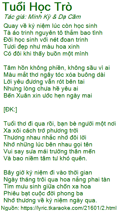 Bài Hát Kỷ Niệm Tuổi Học Trò Hay Nhất Gallery 1
