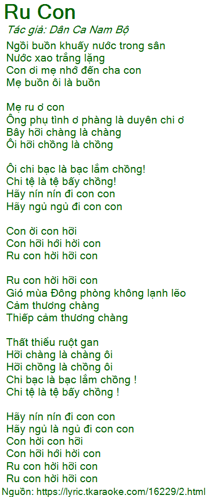 Lời Bài Hát Ru Con Nam Bộ Gallery 1