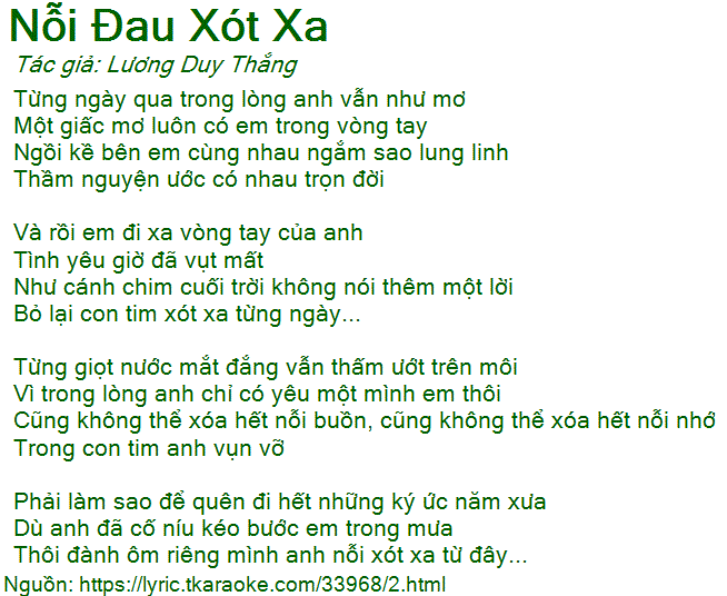 Lời Bài Hát Nỗi Đau Xót Xa Gallery 1