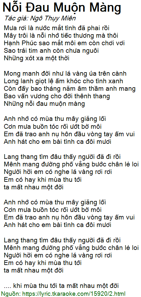Nỗi Đau Muộn Màng Lời Bài Hát Gallery 1