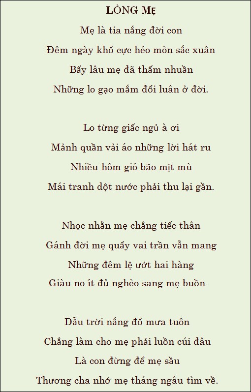 Viết Thơ Lục Bát Về Mẹ Gallery 1