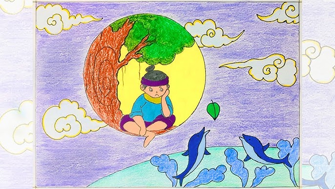 Tranh Vẽ Chú Cuội Ngồi Gốc Cây Đa Gallery 2