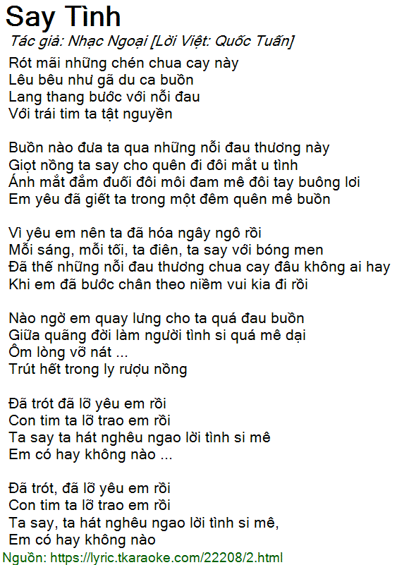 Lời Bài Say Tình Hay Nhất, Gây Nghiện Nghe Mãi Không Chán Gallery 1