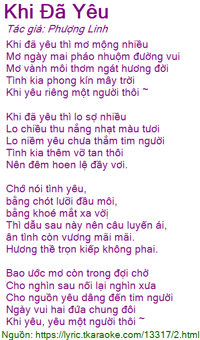 Lời Bài Hát Khi Đã Yêu Thì Mơ Mộng Nhiều Gallery 1