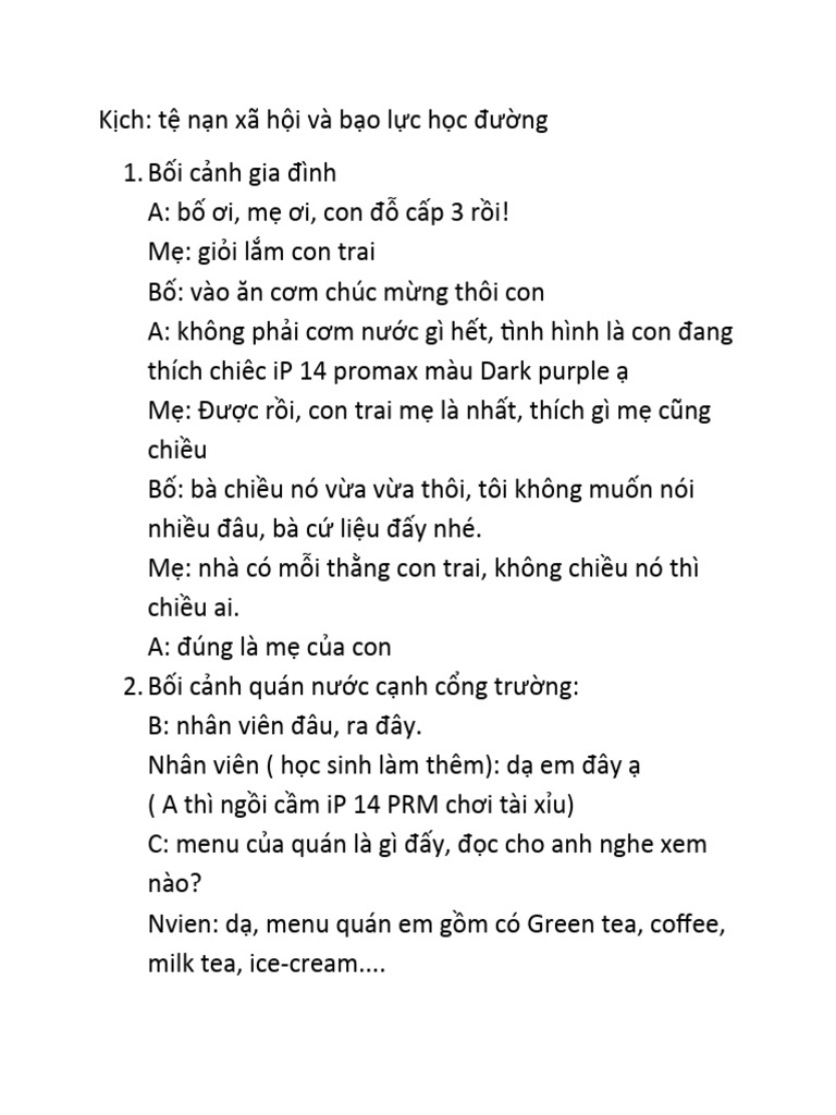Những Kịch Bản Ngắn Hay Về Học Đường
