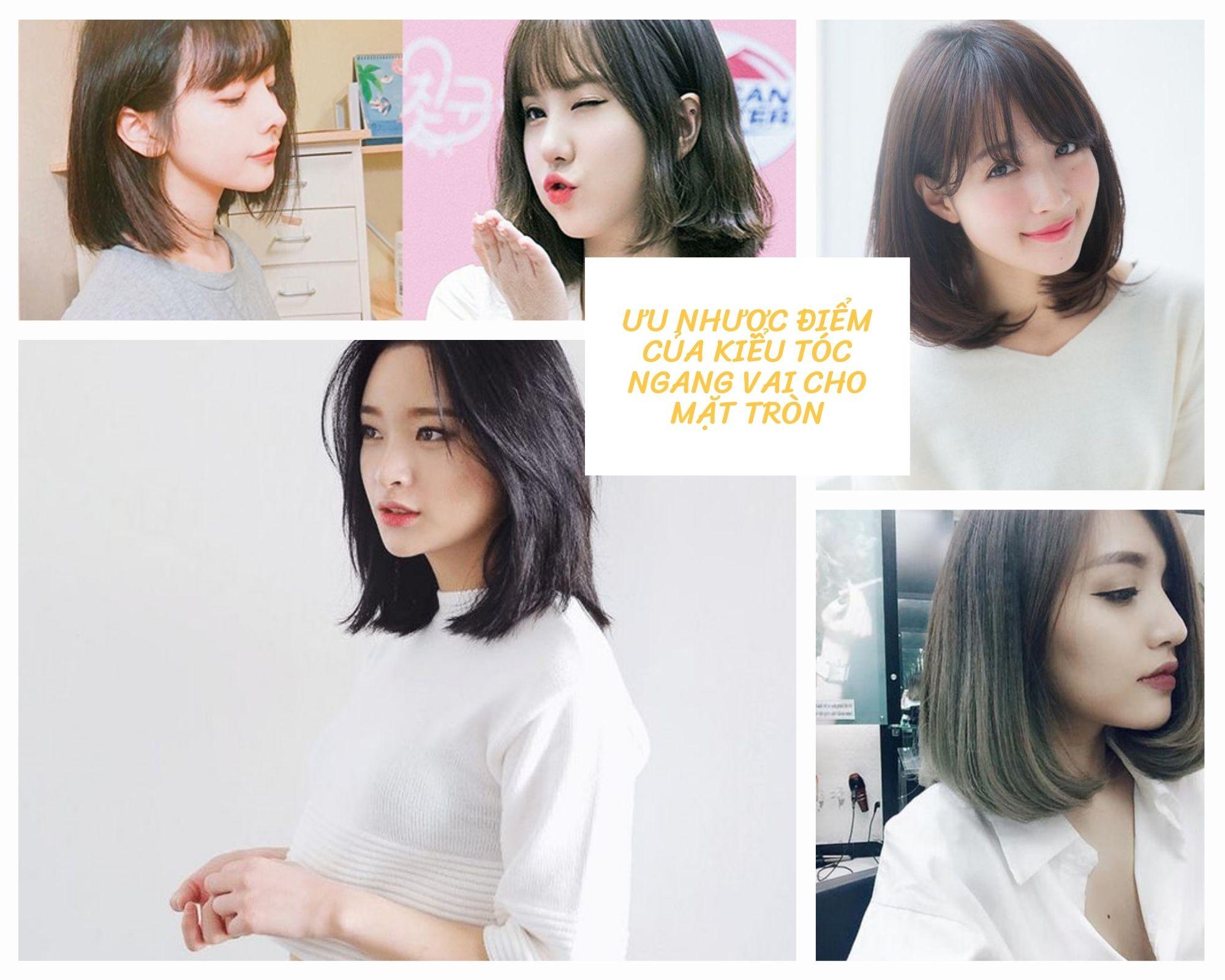 Kiểu tóc ngang vai phù hợp với mặt tròn không mái Gallery 1