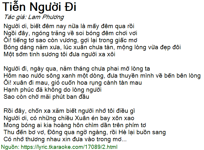 Lời Bài Hát Tiễn Một Người Đi Gallery 1