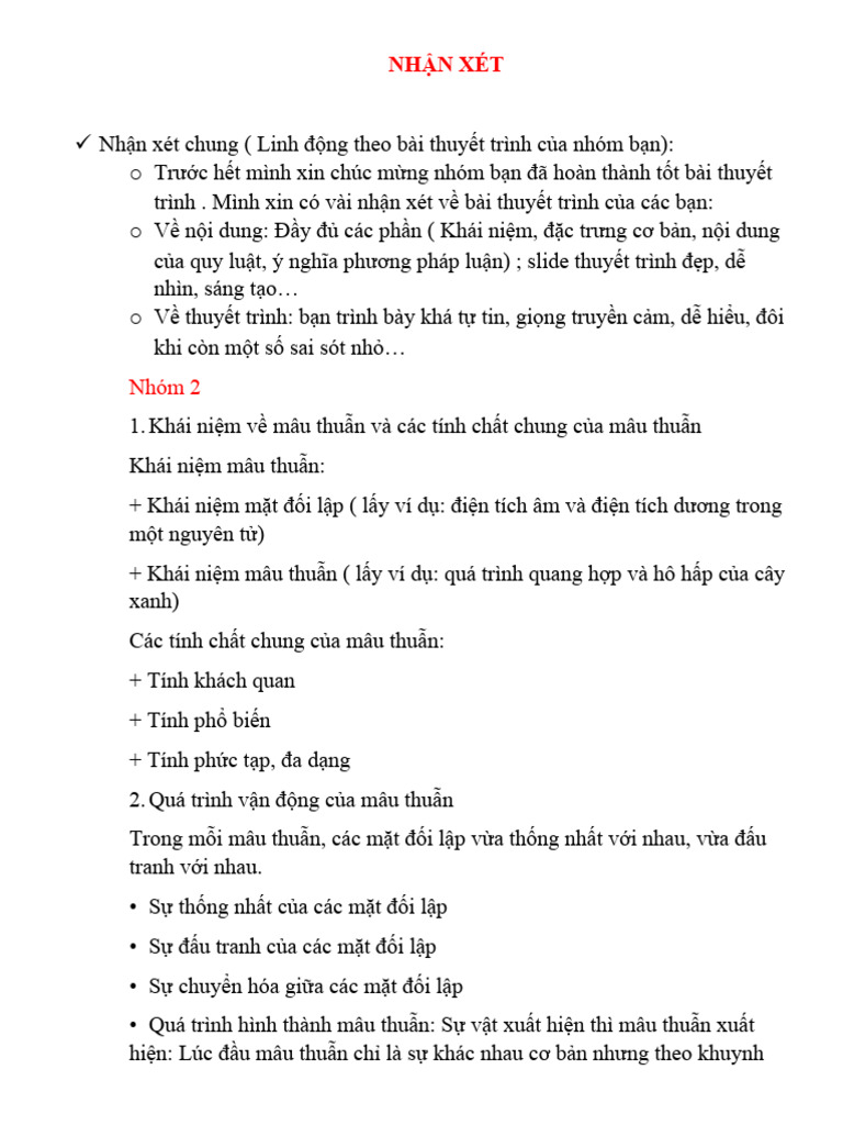 Những Lời Nhận Xét Hay Về Bài Thuyết Trình
