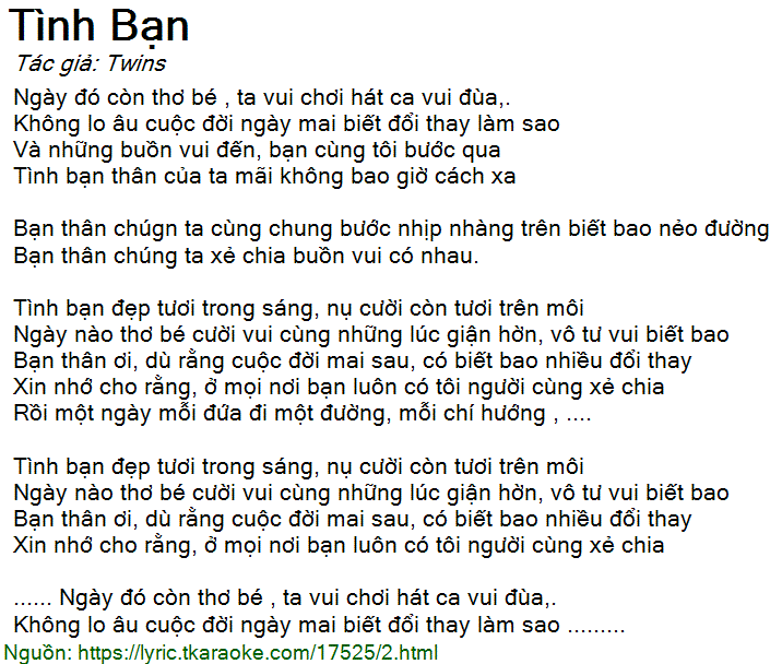 Lời Bài Hát Tình Bạn Đẹp Nhất Gallery 1