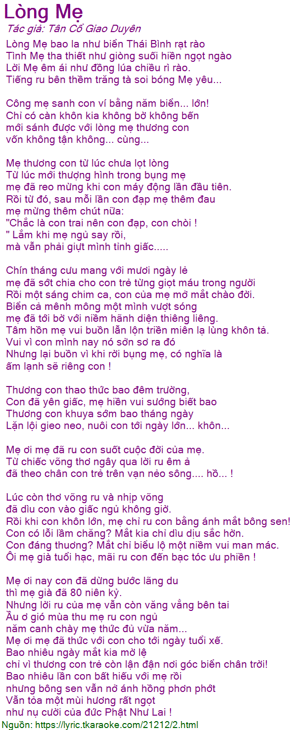 Lời Bài Lòng Mẹ Gallery 1