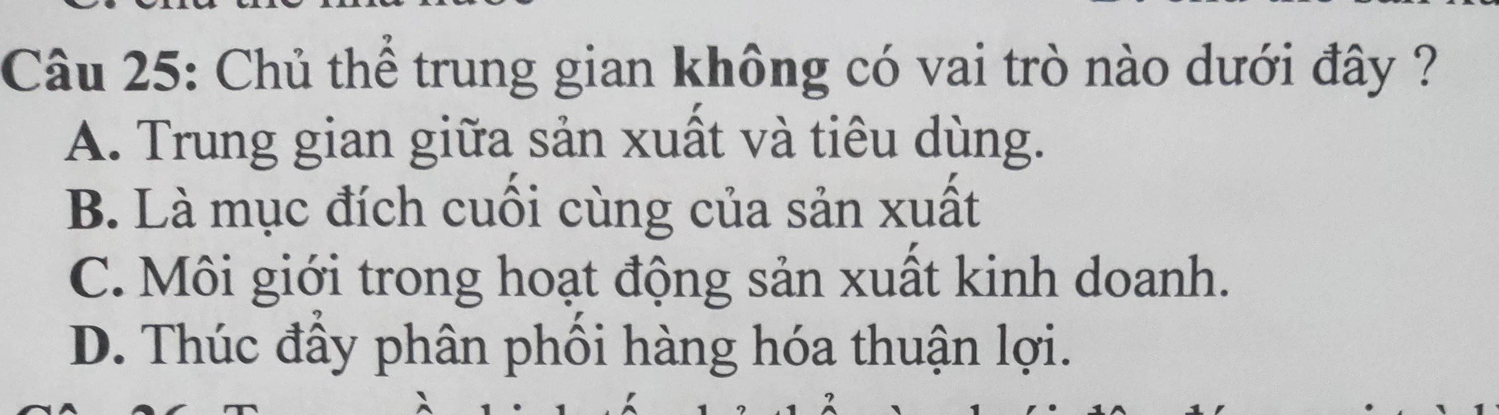 Vai trò của chủ thể trung gian