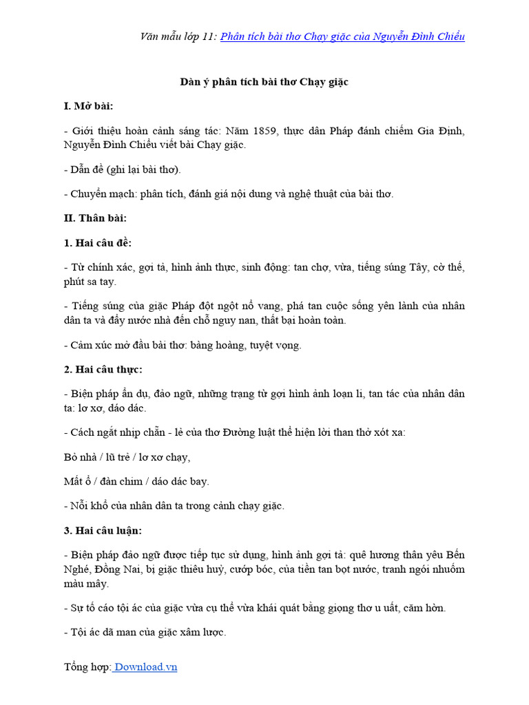 Bài Thơ Chạy Giặc -  Ý Nghĩa và Giá Trị Văn Học Gallery 2
