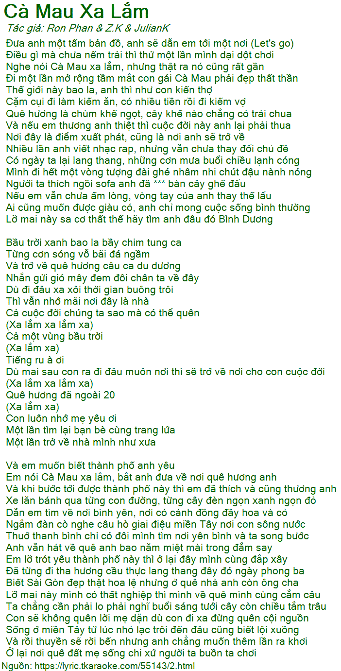Lời Bài Hát Cà Mau Xa Lắm Gallery 2
