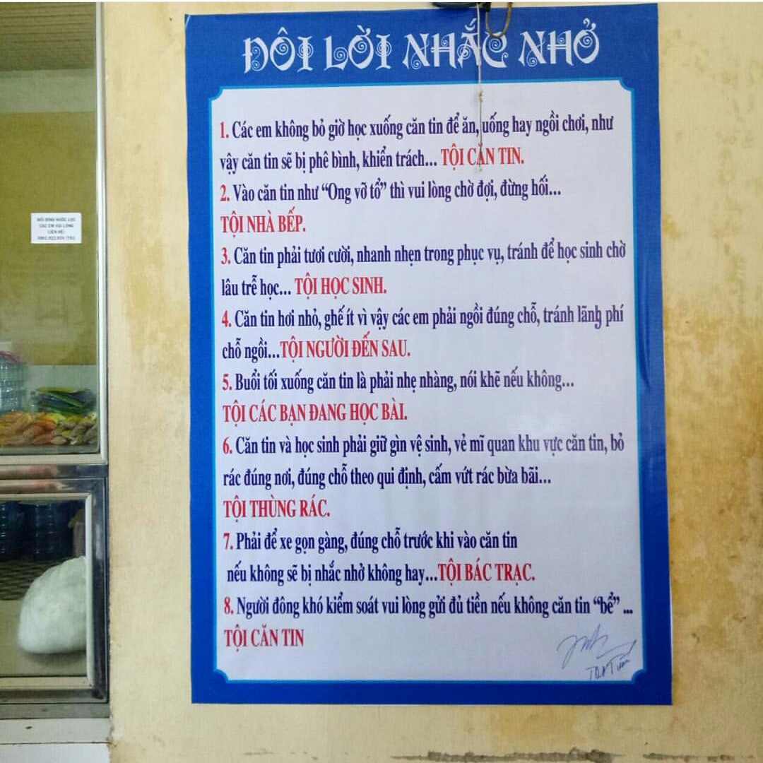 Nội Quy Căn Tin Trường Học