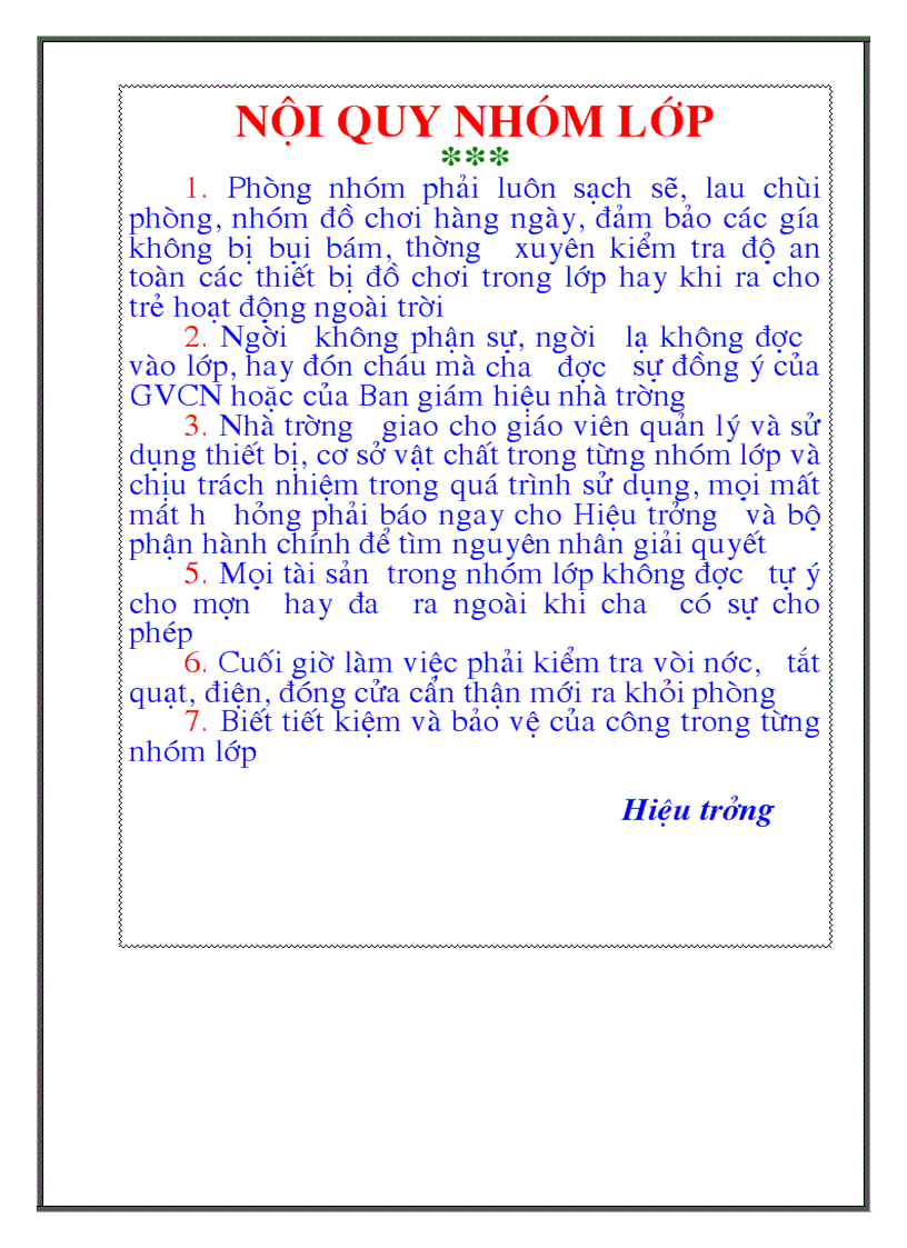 Nội quy nhóm Zalo lớp học