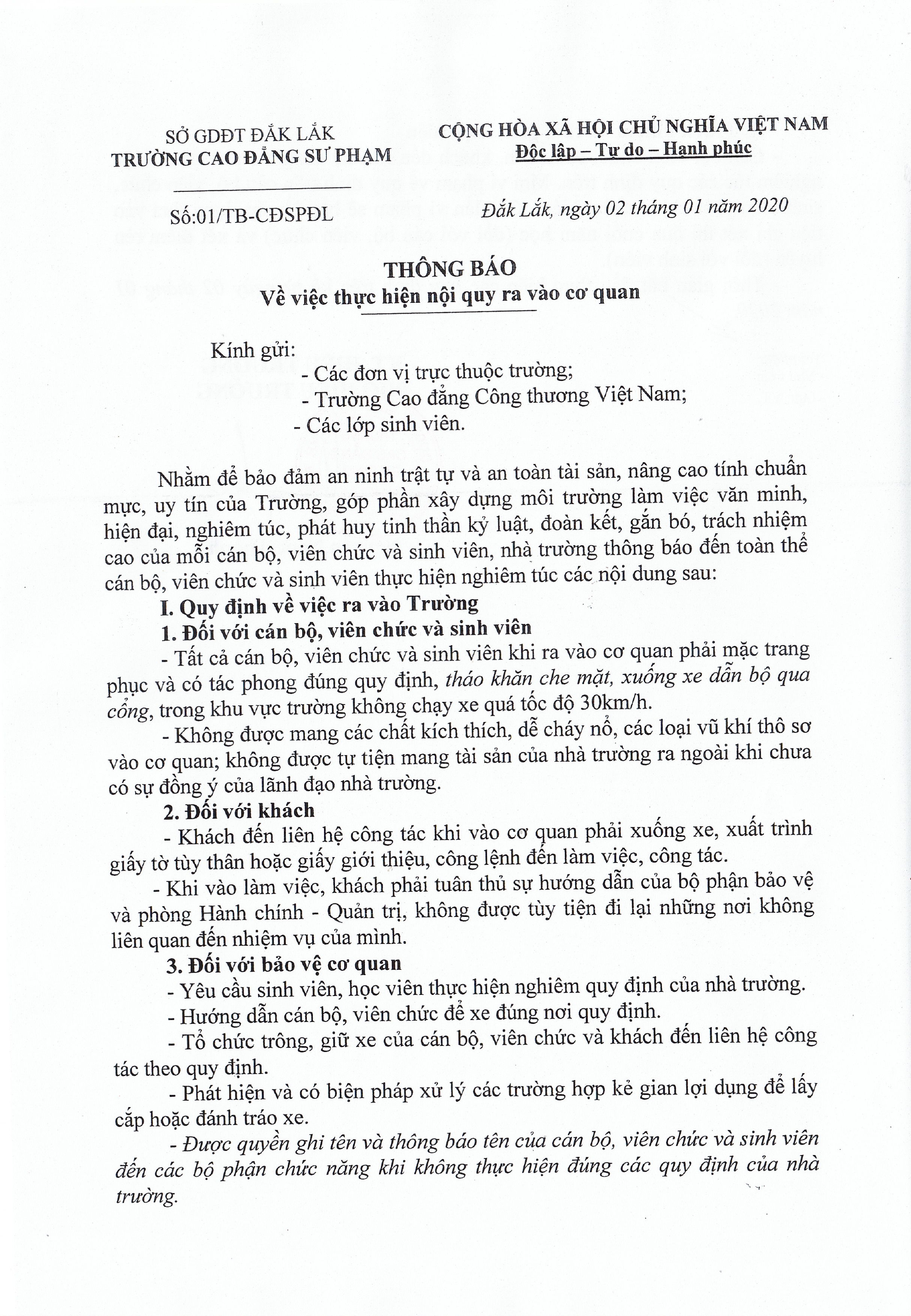 Nội quy ra vào cơ quan