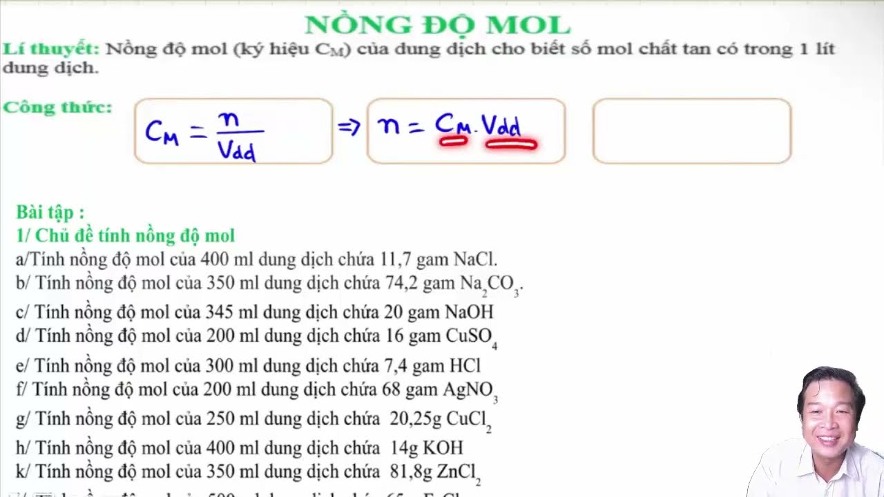 Nồng độ mol của dung dịch cho biết gì?