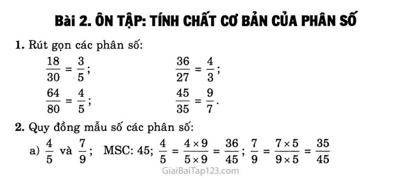Ôn tập tính chất cơ bản toán lớp 5
