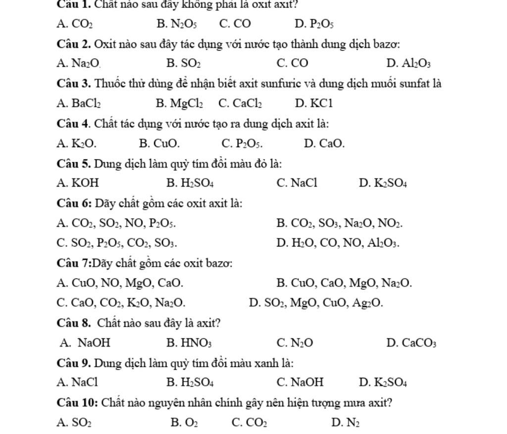 Oxit nào sau đây không tác dụng với nước?