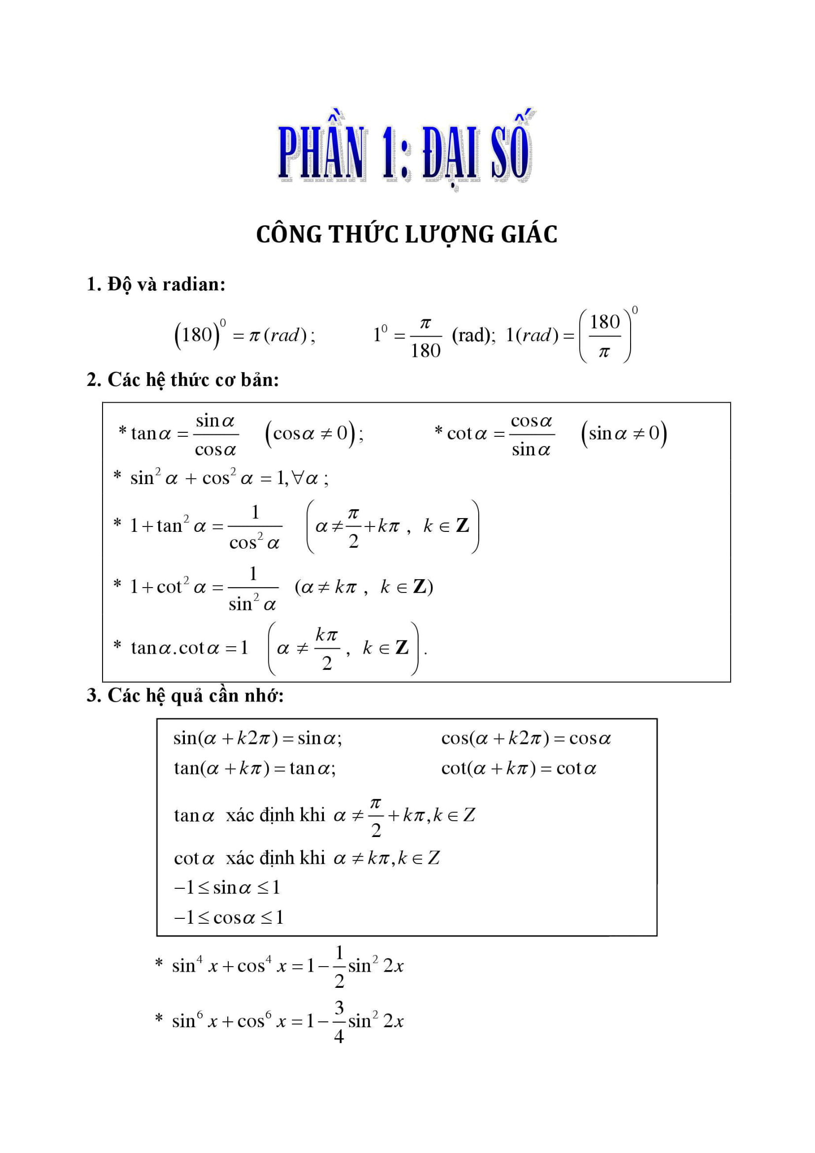 Công thức Toán Đại 11 Gallery 1