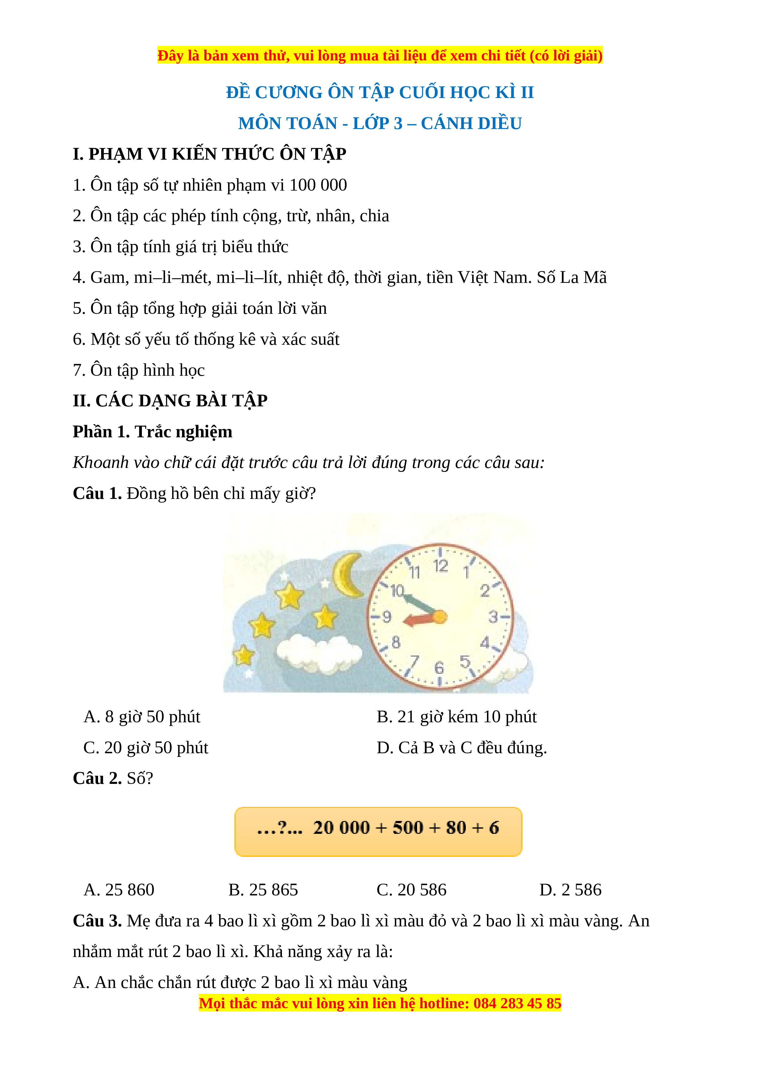 Ôn tập Toán lớp 3 học kì 2 có đáp án Gallery 1