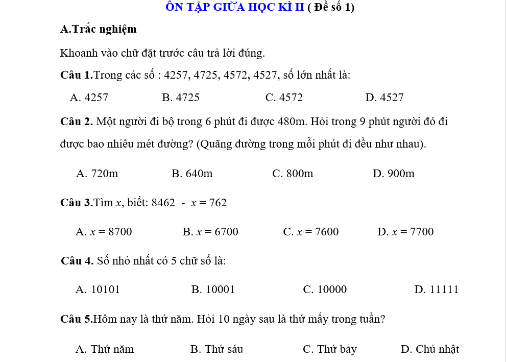 Ôn tập Toán lớp 3 học kì 2 có đáp án Gallery 2