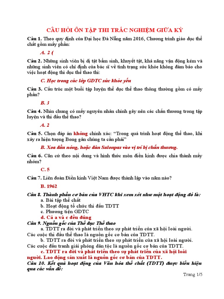 20 Câu Hỏi Trắc Nghiệm Môn Hoạt Động Thể Thao Gallery 2