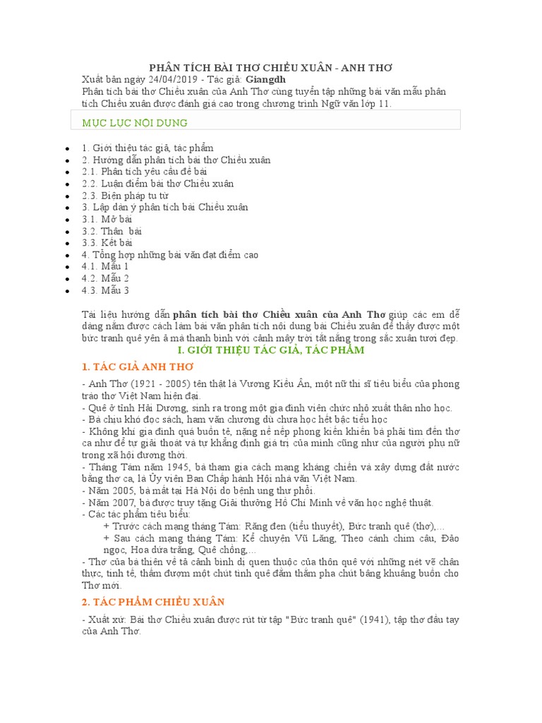 Phân tích bài Chiều Xuân
