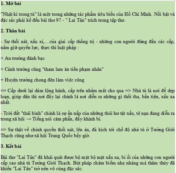 Phân tích bài Lai Tân lớp 8