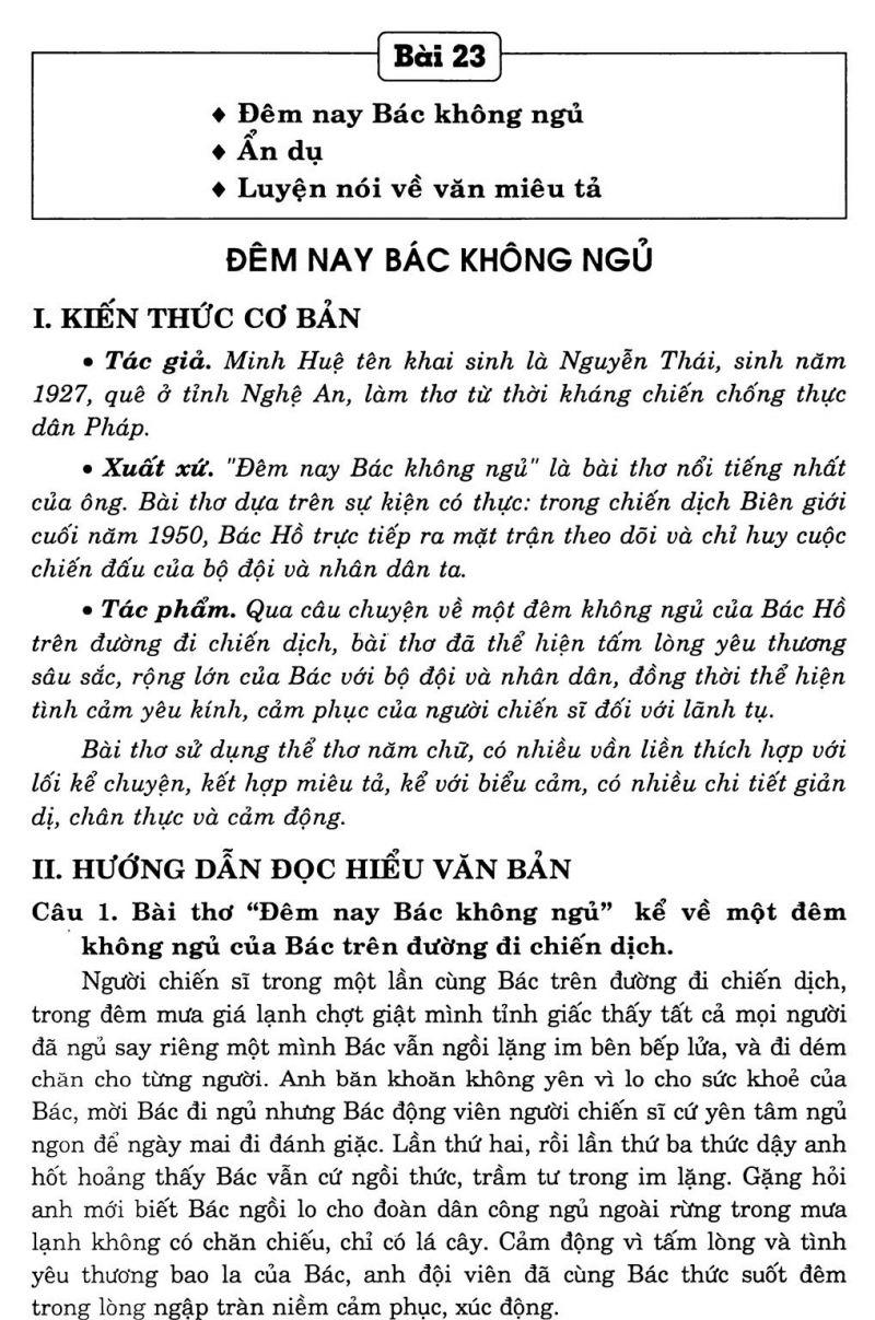Phân tích bài thơ Đêm nay Bác không ngủ