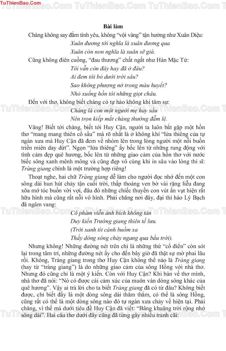 Phân tích bài Tràng Giang hay nhất