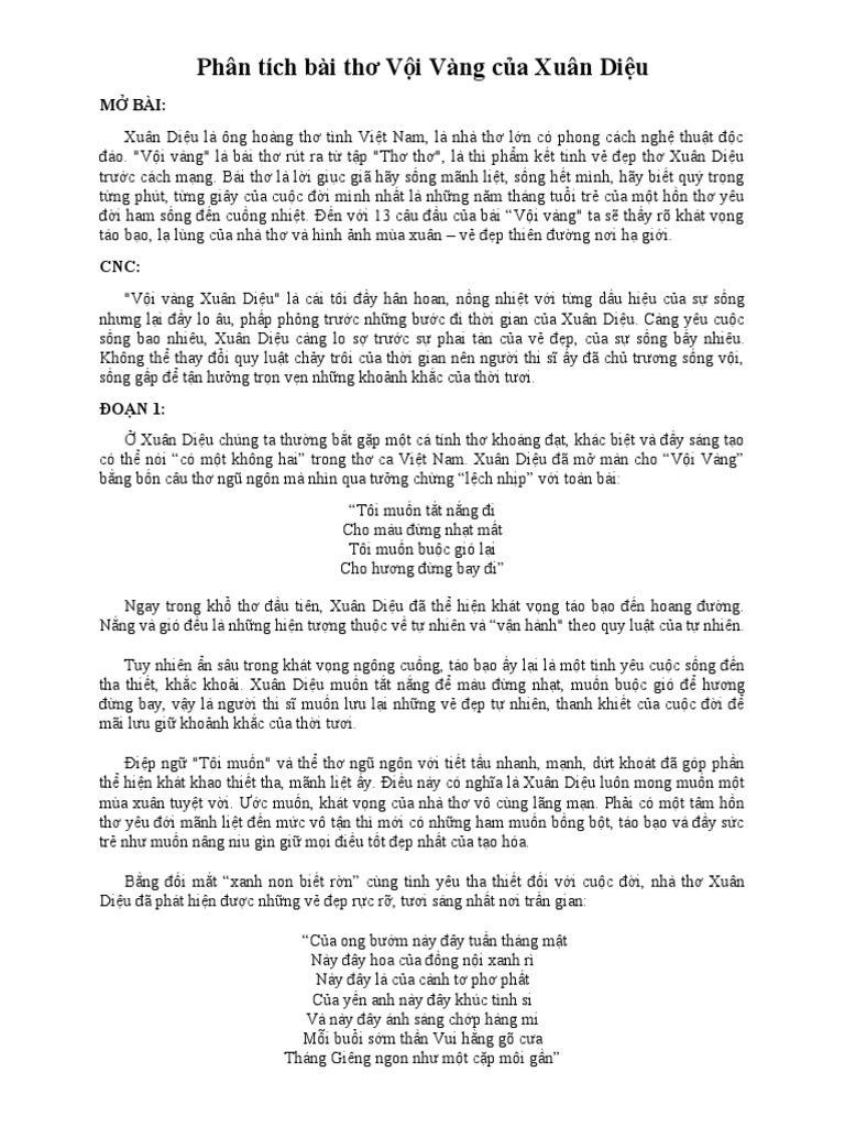 Phân tích bài thơ Vội vàng