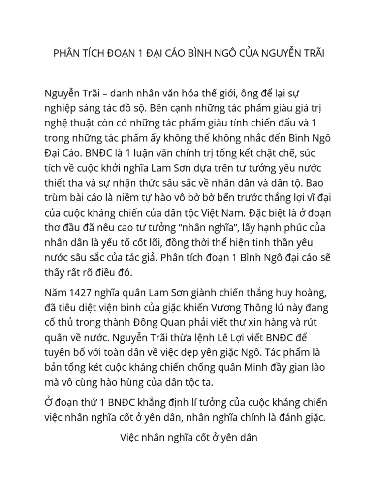 Phân tích Bài Bình Ngô Đại Cáo đoạn 1 Gallery 2