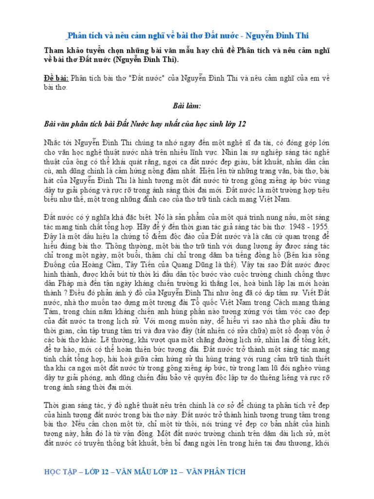 Phân tích bài thơ Đất Nước của Nguyễn Đình Thi