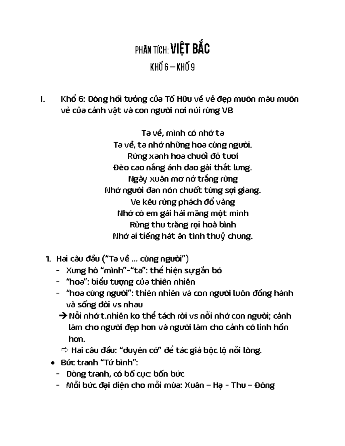 Phân tích khổ 6 Việt Bắc