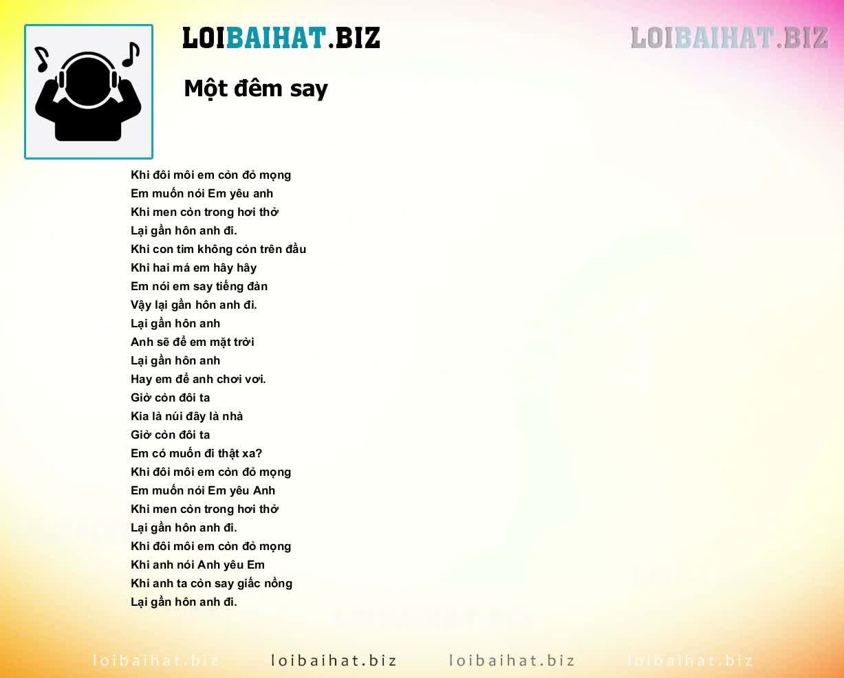 Một Đêm Say - Lời Bài Hát Gallery 2