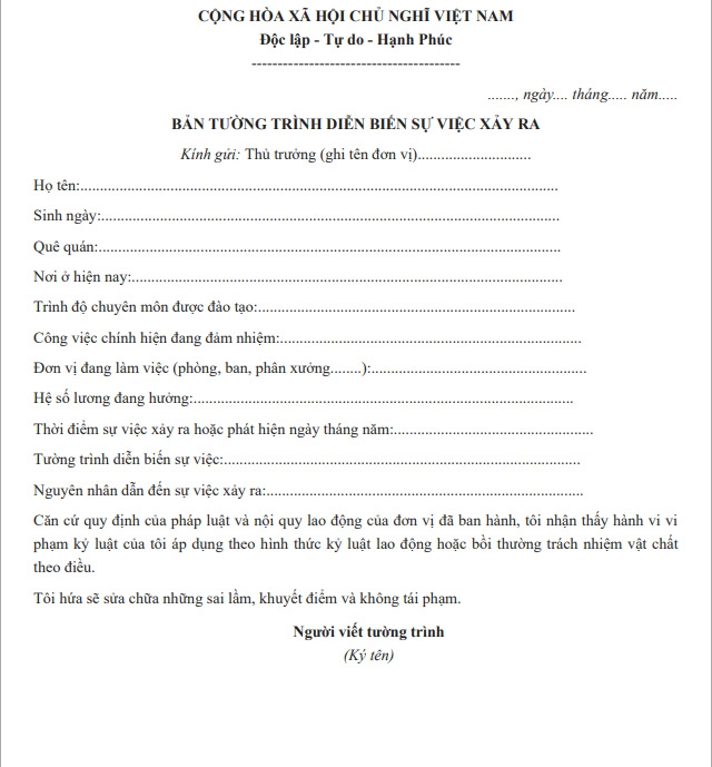 Bản Tường Trình Sự Việc Xảy Ra Gallery 2
