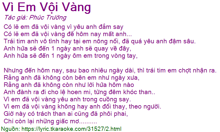 Vì quá ngu si hay vì em đã yêu vội vàng lời? Gallery 2