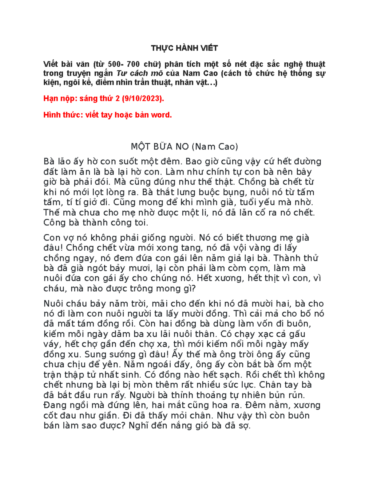 Một Bữa No Của Nam Cao Gallery 1