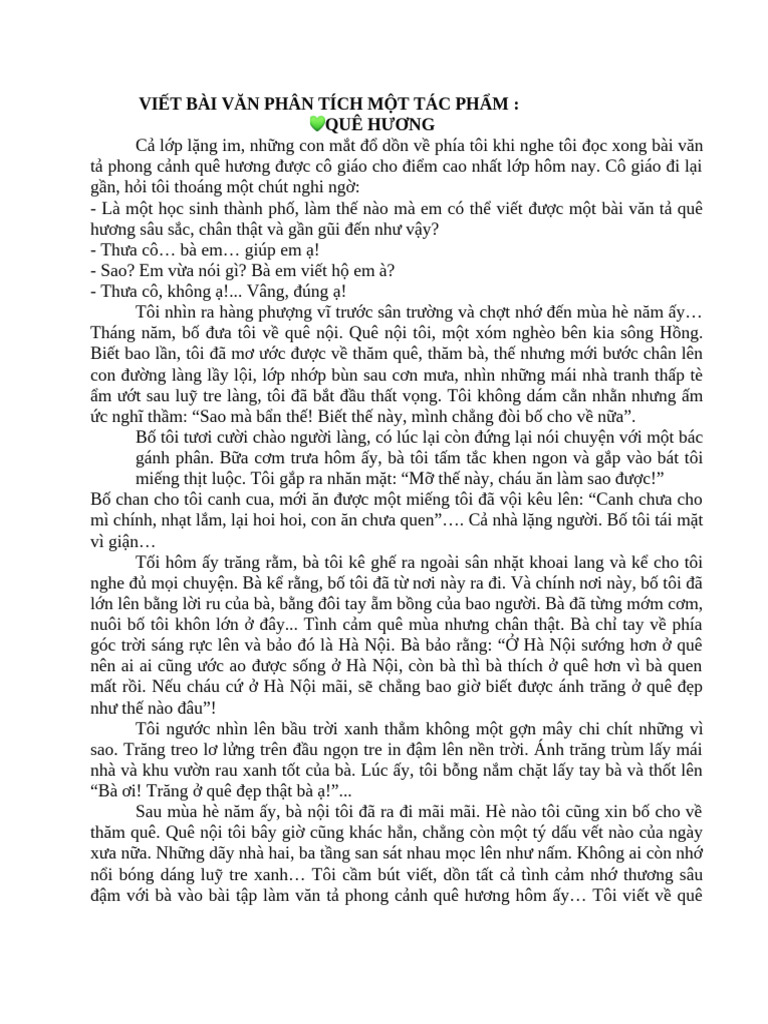 Phân tích tác phẩm Quê Hương