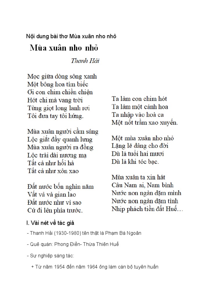 Mùa xuân nho nhỏ thuộc thể thơ gì Gallery 1