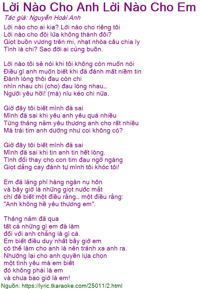 Lời Nào Cho Anh, Lời Nào Cho Em? Gallery 1