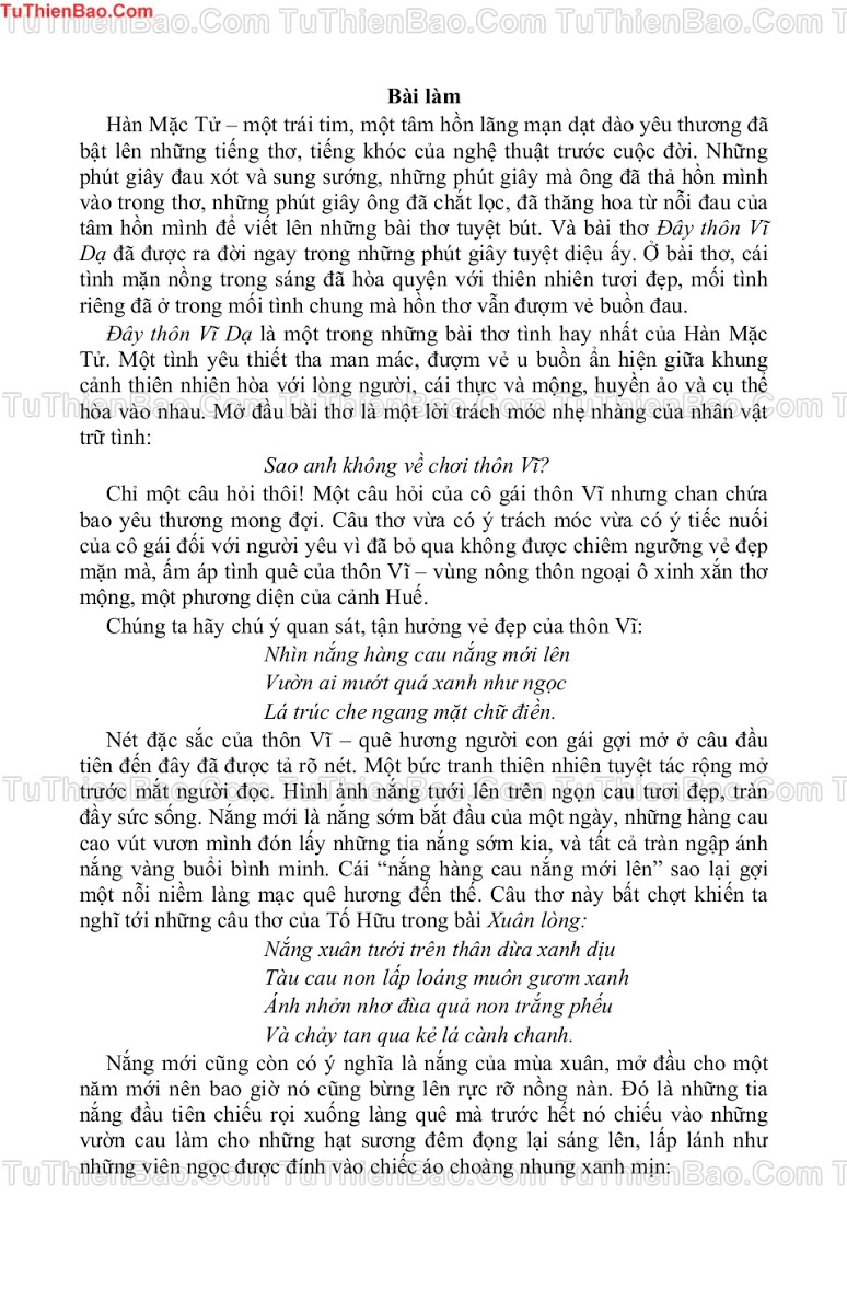 Phân tích bài thơ Đây thôn Vĩ Dạ lớp 11 Gallery 2