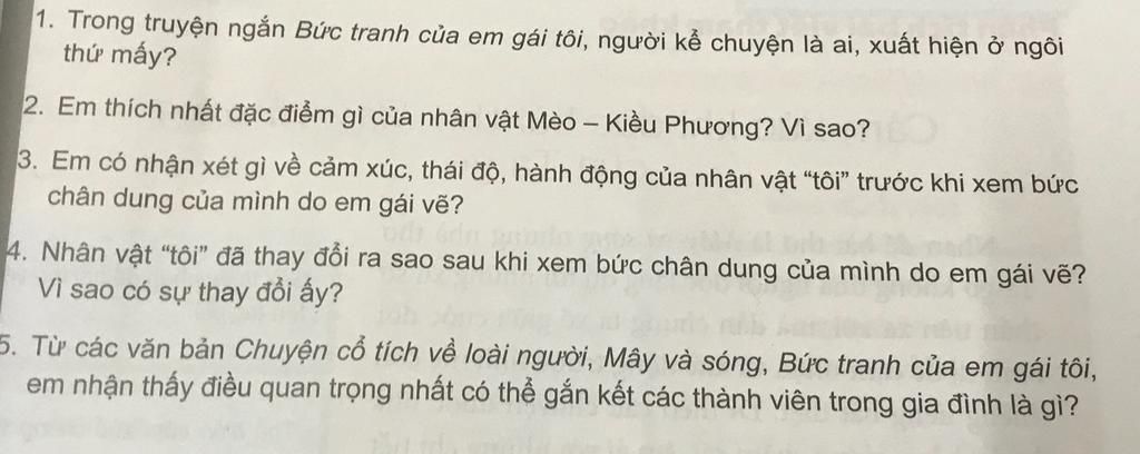 Người kể chuyện trong "Bức tranh của em gái tôi" là ai và xuất hiện ở ngôi thứ mấy? Gallery 1